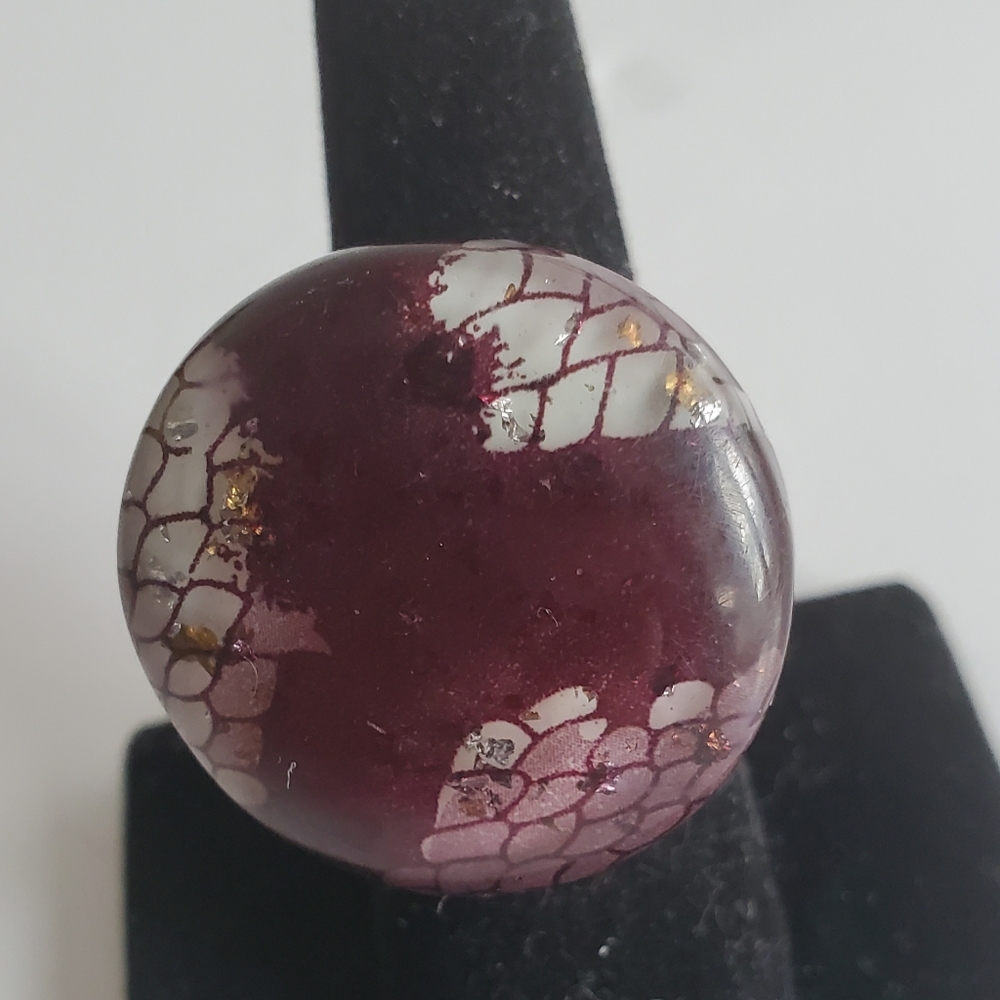 Vintage Lucite Gold Inclusion Oversize Ring